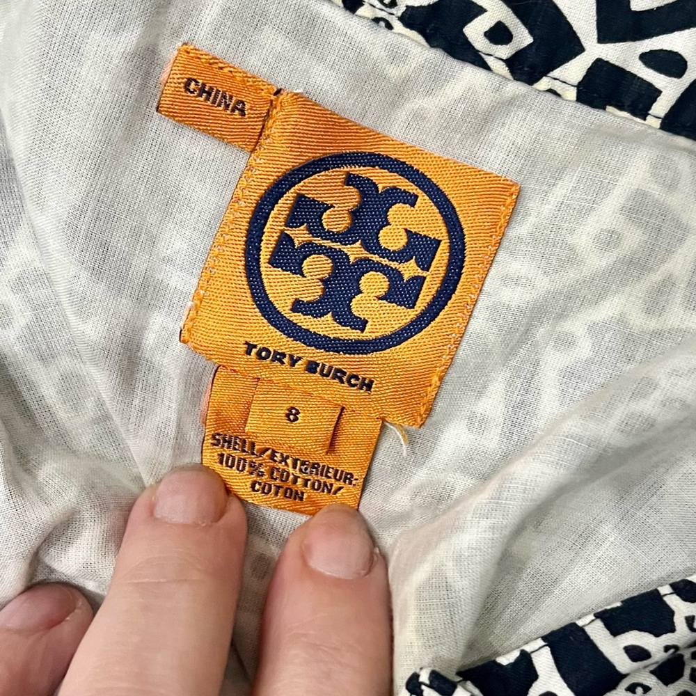 Tory Burch Button Front Geometric Floral Sundress Size 8 - Picture 2 of 11